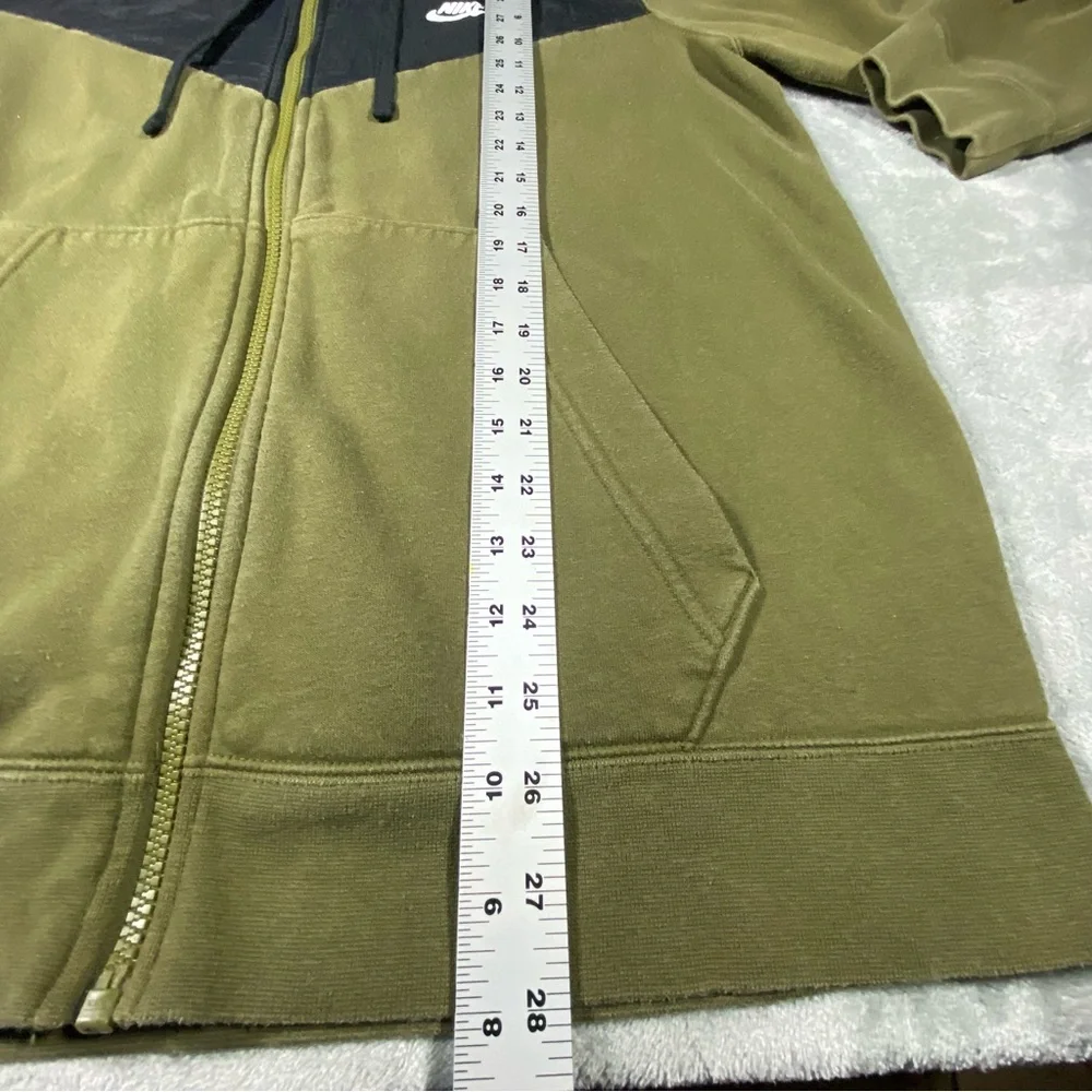 Nike Jacket Men’s Large Olive Green Hood Spell Out Sleeve Polar Fleece HBR Sport - Picture 7 of 13